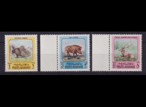 Afghanistan 1969 Stachelschwein, Wildschwein, Hirsch Mi.-Nr. 1063-1065 **
