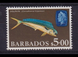 Barbados 1969 Mahi-Mahi Goldmakrele 5 $ Mi.-Nr. 280 postfrisch **