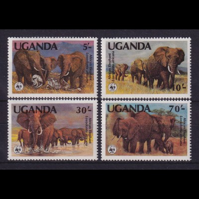 Uganda 1983 Afrikanische Elefanten Mi.-Nr. 361-364 A postfrisch **