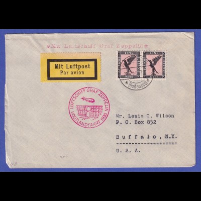 Dt. Reich Zeppelin LZ 127 Vogtlandfahrt 1930 Brief gel. nach Buffalo / NY / USA