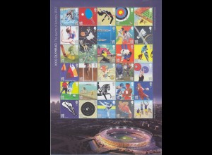 Großbritannien 2012 XXX. Olympiade London großf. Zusammendruck-Bogen ** 