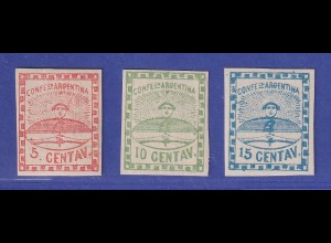 Argentinien 1858 Wappenzeichnung Mi.-Nr. 1-3 postfrisch ** bzw. ungebraucht *