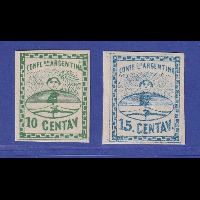 Argentinien 1860 Nicht ausgegebene Marken Mi.-Nr. I und II ungebraucht *