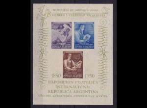 Argentinien 1950 Briefmarkenausstellung Mi.-Nr. Block 10 postfrisch ** / MNH 