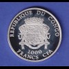 Kongo Silbermünze 1000 Francs Fußball-Weltmeisterschaft 2006 PP