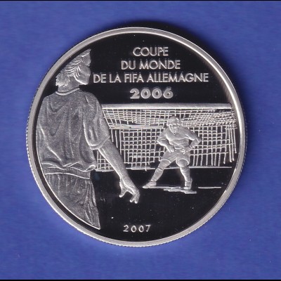 Elfenbeinküste 2007 Silbermünze 1000 Fr Fußball-WM 2006 Elfmeter PP