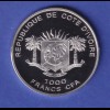 Elfenbeinküste 2007 Silbermünze 1000 Fr Fußball-WM 2006 Elfmeter PP