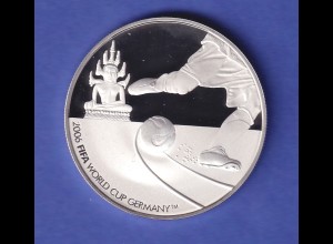 Laos Silbermünze 1000 Kip Fußball-Weltmeisterschaft 2006 PP