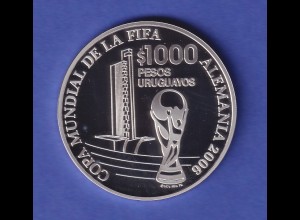 Uruguay Silbermünze 1000 Pesos Fußball-Weltmeisterschaft 2006 PP