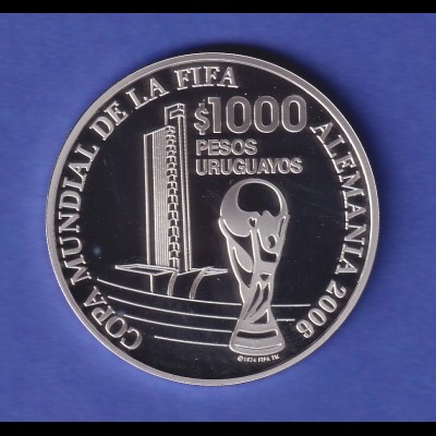 Uruguay Silbermünze 1000 Pesos Fußball-Weltmeisterschaft 2006 PP