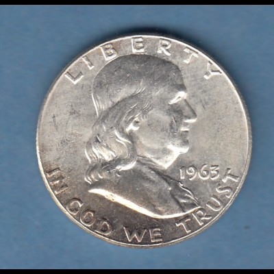 USA Silbermünze 1/2 Dollar Benjamin Franklin, 1963