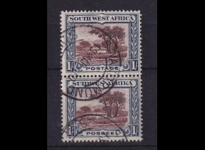 Südwestafrika 1931 Busch-Landschaft 1 Sh Mi.-Nr. 152-153 senkr. Paar gestempelt