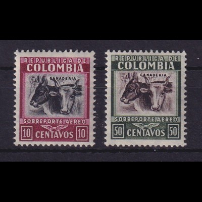 Kolumbien 1932 Flugpostmarken Rinder Mi.-Nr. 328, 335 postfrisch **