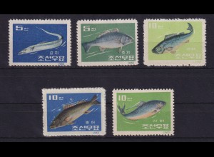 Korea Nord 1962 Fische Mi.-Nr. 408-412 (*) ohne Gummi wie verausgabt