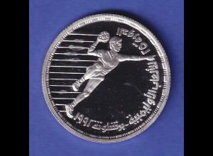 Ägypten Silbermünze 5 £ Olympiade Barcelona Handball 1992 PP