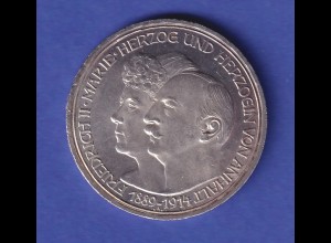 Dt. Kaiserreich Anhalt Silbermünze 3 Mark Herzogspaar 1914 A vz