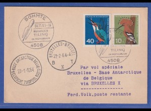 Bund 1964 Mi.-Nr. 401 und 404 auf Postkarte aus BOHMTE in die Belg. Antarktis