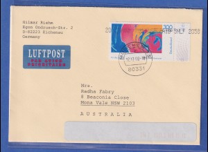 Bund 2000 Mi.-Nr. 2122 Melange als EF auf Lp-Brief von München n. Australien