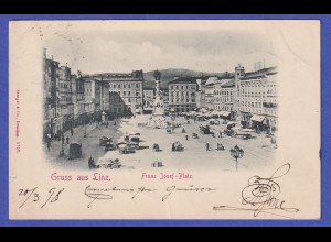 Österreich 1898 Ansichtskarte Linz Franz-Josef-Platz