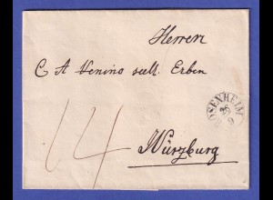 Bayern nach 1833 Vorphila-Brief mit Fingerhutstempel ROSENHEIM nach WÜRZBURG
