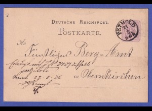 Preußen 1876 GA Postkarte Mi.-Nr. P 5 II gelaufen von DETMOLD nach OBERNKIRCHEN