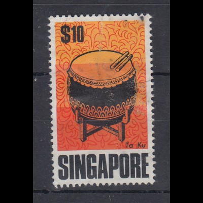 Singapur 1969 Traditionelle Musikinstrumente 10$ Trommel Mi.-Nr. 111 gestempelt