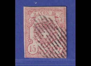 Schweiz 1852 Wappen und Posthorn RAYON III Mi.-Nr. 12 a O gepr. KIMMEL BPP