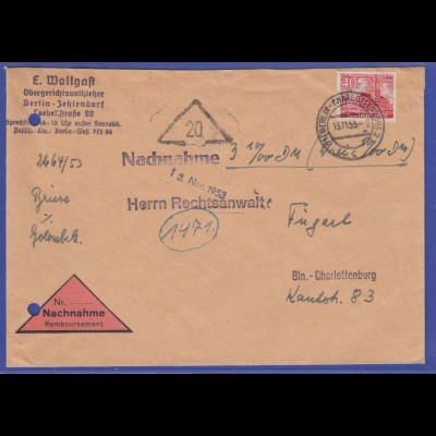 Berlin Mi.-Nr. 52 als EF auf Nachnahme-Brief innerh. Berlins