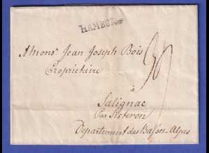 Hamburg 1800 Vorphila-Brief mit schwarzem Einzeiler HAMBURG