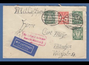 Danzig 1932 Flugpostbrief mit Mi.-Nr. 194xb (3) und 202 gel. n. München