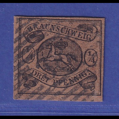 Braunschweig 1853 Wappen 1/4 Gr Mi.-Nr. 4 gestempelt gepr. PFENNINGER