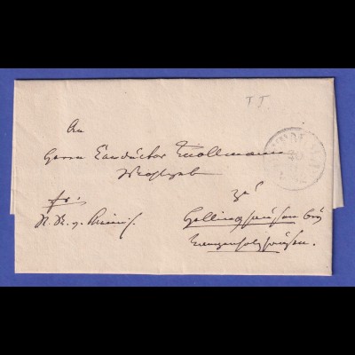 Preußen 1842 Vorphila-Brief mit schwarzem Einkreisstempel DETMOLD