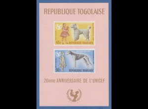 Togo 1967 UNICEF Hunde Mi.-Nr. Block 26 postfrisch **