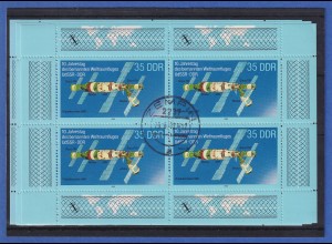 DDR 1988 Weltraumfahrt Mi.-Nr. 3190-92 Satz 3 Kleinbogen O ZEMPIN 