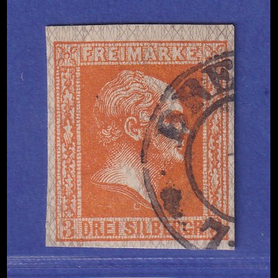 Preußen Friedrich Wilhelm IV. 3 Sgr Mi.-Nr. 8 c O gepr. PFENNINGER