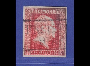 Preußen König Friedrich Wilhelm IV. 6 Pf Mi.-Nr. 13 a gestempelt gepr. ENGEL