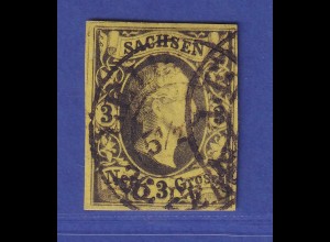 Sachsen Friedrich August II.3 Ngr Mi.-Nr. 6 gestempelt gepr. PFENNINGER