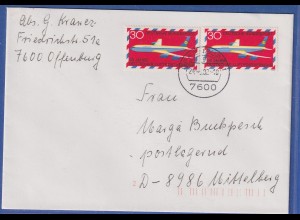 Bund 1969 Luftfahrt B707 Mi-Nr 577 MEF auf Brief nach Mittelberg, Kleinwalsertal