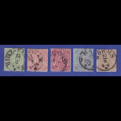 Norddeutscher Postbezirk 1868 Guldenwährung Mi.-Nr. 7-11 gestempelt 