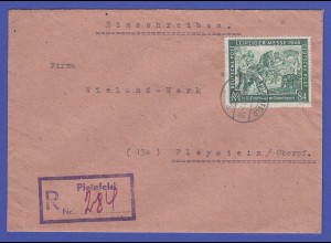 All.-Besetzung R-Brief von Pleinfeld gelaufen nach Pleystein , EF Mi.-Nr. 968