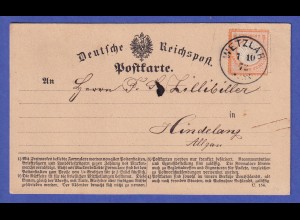 Dt. Reich 1872 Mi.-Nr. 14 als EF auf Postkarte mit O WETZLAR nach Hindelang