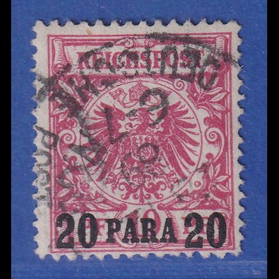 DAP Türkei 20 Para auf 10 Pfennig Mi.-Nr. 7a gestempelt 1889 gpr. KILIAN