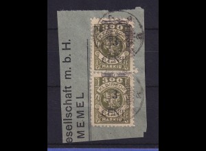 Memelgebiet 1923 Mi.-Nr. 179 I senkrechtes Paar O auf Briefstück