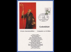 100 Jahre Missionsbenediktiner St. Ottilien Gedenkblatt mit So-O und Mi.-Nr. 703