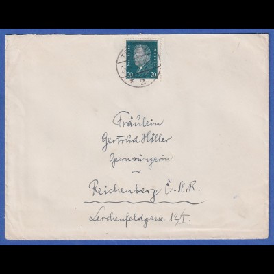 Dt. Reich Ebert 20Pfg Mi.-Nr. 415 als EF auf Brief von TRIER in die CSR 1929