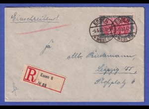 Deutsches Reich 1922 Mi.-Nr. 97 B II als EF auf R-Brief Essen nach Leipzig