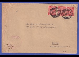 Dt. Reich 1922 Dienstmarke 1 Mark Mi.-Nr. 22 auf Brief von Münster nach Berlin