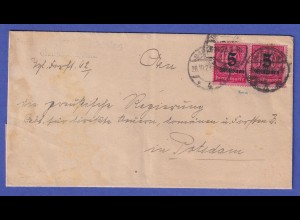 Dt. Reich 1923 Dienstmarke Mi.-Nr. 98 seltene MEF auf Brief Berlin nach Potsdam