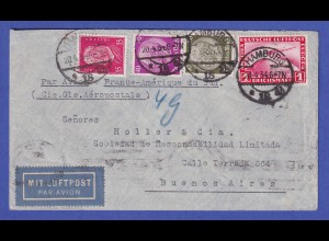 Dt. Reich 1934 Mi.-Nr. 455 u.a. auf Luftpost-Brief Hamburg nach Buenos Aires