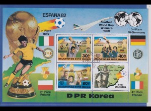 Korea-Nord 1982 Gewinner Fussball-WM 1982 Spanien Blockausgabe O Mi-Nr Block 124